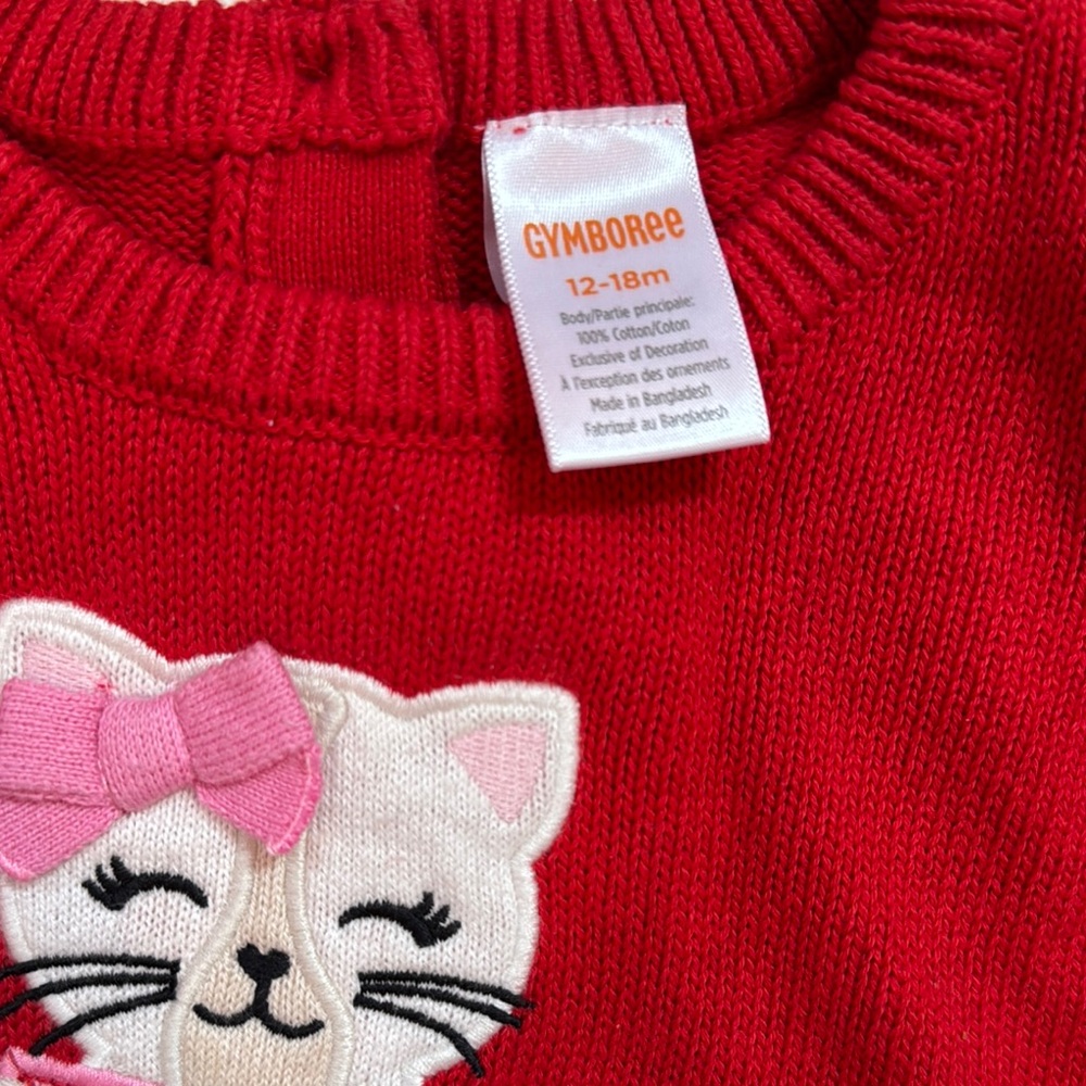 Gymboree Red Sweater with Cat and Envelope Design - Picture 3 of 4